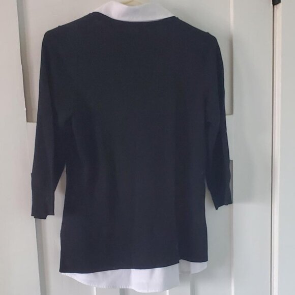 White Shirt/Black Sweater with diamond motif NWOT - Picture 2 of 4